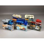 Five boxed Matchbox diecast model vehicles: 30 Artic Truck, 42 Mercedes Container Truck, 45 Kenworth
