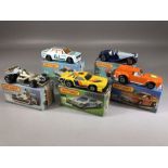 Five boxed Matchbox diecast model vehicles: 28 Formula Racing Car, Superfast 34 Vantastic, 34