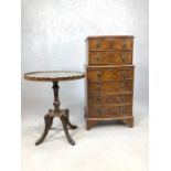 Small chest of six drawers and an occasional table with pie crust top