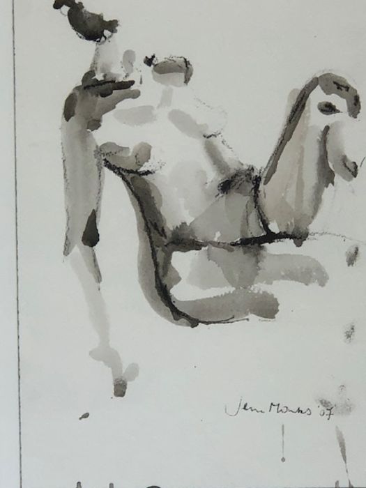 Two framed and signed contemporary figural watercolours by JEN MONKS, the largest approx 49cm x - Image 3 of 6