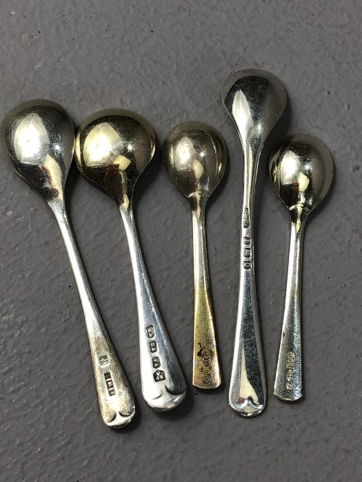 Good collection of silver salt spoons (6) two silver hallmarked pickle forks and a hallmarked silver - Image 3 of 5