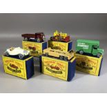 Five boxed Matchbox Series diecast model vehicles: Nos. 16, 17, 18, 19, 20