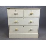 White painted vintage chest of four drawers, approx 89cm x 52cm x 85cm tall