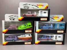 Five boxed Diecast Mukpo 'Holiday' vehicles