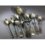 Victorian Silver Berry spoon and seven further spoons all hallmarked and total weight approx 187g