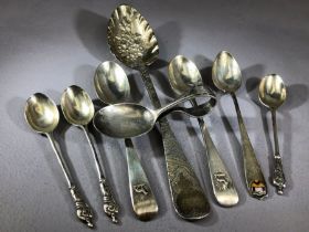 Victorian Silver Berry spoon and seven further spoons all hallmarked and total weight approx 187g
