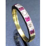 18ct fully hallmarked Gold ring set with Diamonds and Rubies approx size 'P'