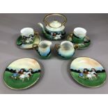 Child's vintage china teaset decorated with 'Ring O'Roses' design, to include two cups and