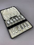 Collection of six boxed George III silver hallmarked spoons London by maker Charles Hougham and