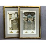 Pair of framed architectural drawings of the 'Hotel de Ville De Paris', each approx 33cm x 52cm