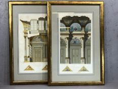 Pair of framed architectural drawings of the 'Hotel de Ville De Paris', each approx 33cm x 52cm