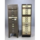 Thee sets of metal filing cabinets, the tallest approx 99cm in height