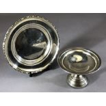 Silver hallmarked dish (Diameter 14cm) by Viners and small Silver hallmarked Tazza approx 152g