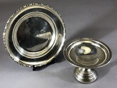 Silver hallmarked dish (Diameter 14cm) by Viners and small Silver hallmarked Tazza approx 152g