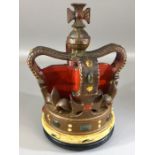 Cast metal model of a Coronation Crown, with hand painted decoration, segmented interior, on