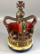 Cast metal model of a Coronation Crown, with hand painted decoration, segmented interior, on