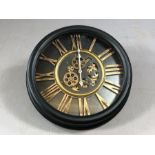 Large contemporary wall clock with cog design, approx 50cm in diameter
