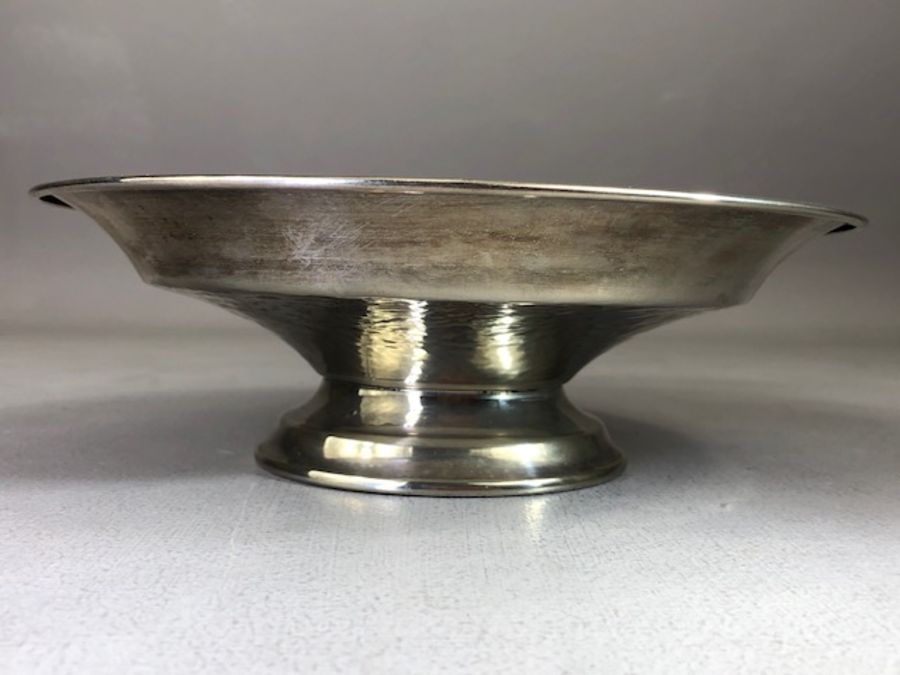 Silver coloured metal Tazza with Bamboo design possibly Chinese Silver approx 20cm in diameter & - Image 2 of 6