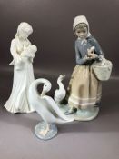 Royal Worcester figure Sweet Dreams and two Lladro figurines