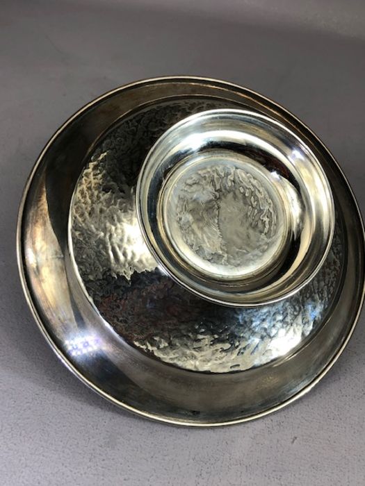 Silver coloured metal Tazza with Bamboo design possibly Chinese Silver approx 20cm in diameter & - Image 5 of 6