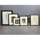 Good collection of pictures and prints, mostly portraits, including Picasso lithograph, pencil