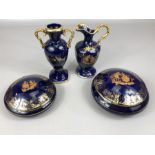 Collection of Limoges Blue & gold Urn, lidded pots etc (4)