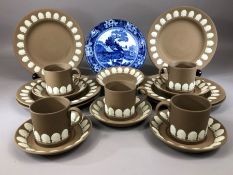 Wedgwood Jasperware coffee set in brown, with shell design, to include five cups, six saucers and