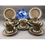 Wedgwood Jasperware coffee set in brown, with shell design, to include five cups, six saucers and