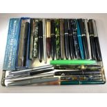 Collection of vintage pens many fountain pens