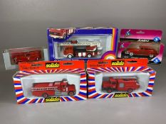 Boxed diecast fire vehicles to include Solido no.3118 and 3106 fire engines, Solido Chrysler