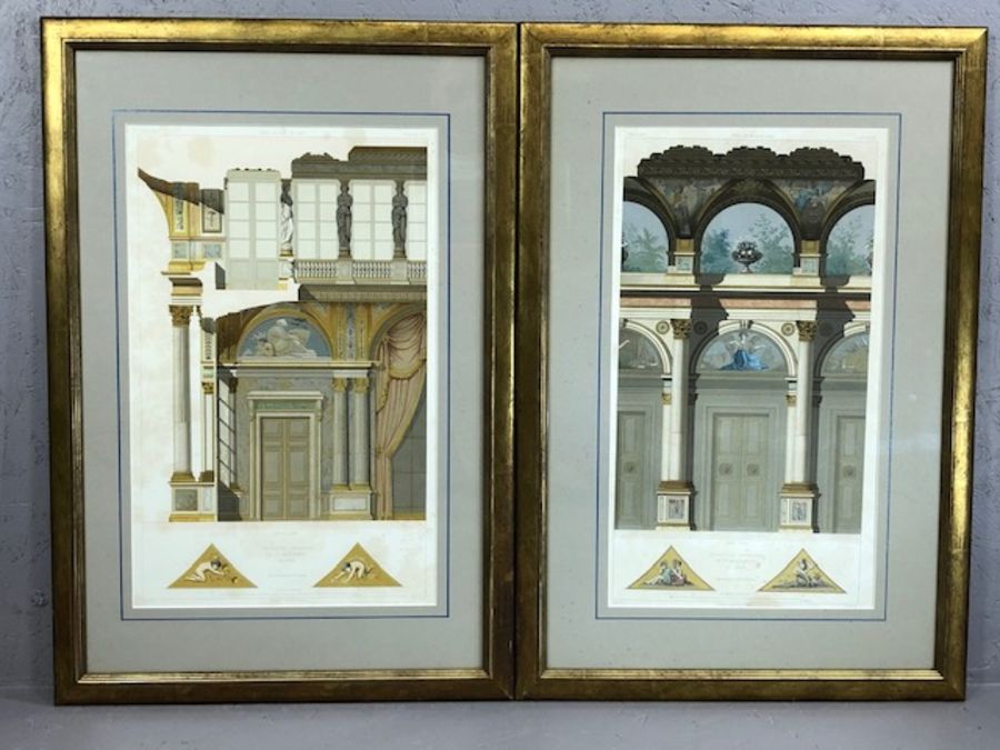 Pair of framed architectural drawings of the 'Hotel de Ville De Paris', each approx 33cm x 52cm - Bild 5 aus 5