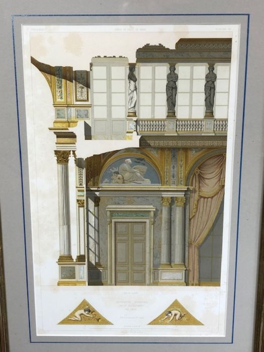 Pair of framed architectural drawings of the 'Hotel de Ville De Paris', each approx 33cm x 52cm - Bild 4 aus 5