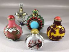 Collection of five decorative scent bottles, the tallest approx 9cm in height