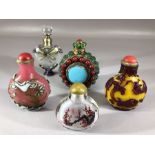 Collection of five decorative scent bottles, the tallest approx 9cm in height