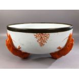 Continental ceramic and white metal mounted salad bowl, with applied lobsters feet, approx 26cm in