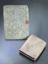 Sterling silver stamp case and a Hallmarked sliding stamp case Birmingham 1904 by AH Rosenberg Bros