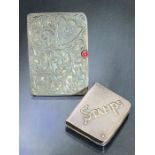 Sterling silver stamp case and a Hallmarked sliding stamp case Birmingham 1904 by AH Rosenberg Bros