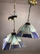 Pair of Tiffany-style ceiling pendant lights