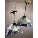 Pair of Tiffany-style ceiling pendant lights