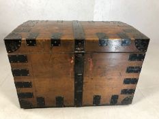 Large metal bound trunk or chest used for transporting a large canteen of cutlery plus silver tea