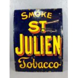 Large early enamel advertising sign, 'Smoke St Julien tobacco', approx 92cm x 122cm