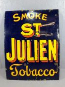 Large early enamel advertising sign, 'Smoke St Julien tobacco', approx 92cm x 122cm