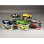 Five boxed Matchbox diecast model vehicles: Superfast 3 Porsche Turbo, 12 Citroen CX, Superfast 74