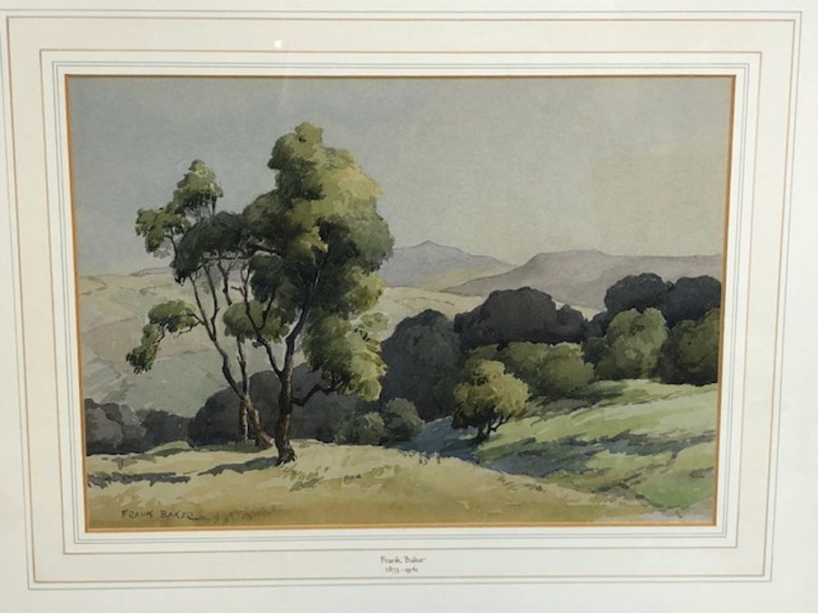 FRANK BAKER (1873-1941), three framed watercolours of landscapes, signed and inscribed, the - Image 5 of 10