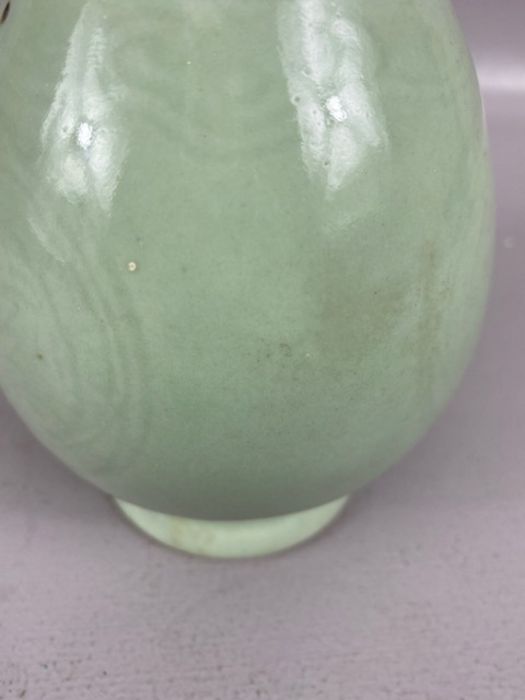 Chinese Caledon double gourd vase with six figure character mark to base approx 22cm tall - Image 8 of 15