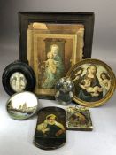 Collection of miniatures, of varying ages and subjects, the largest entitled 'Notre Dame Des Lis'