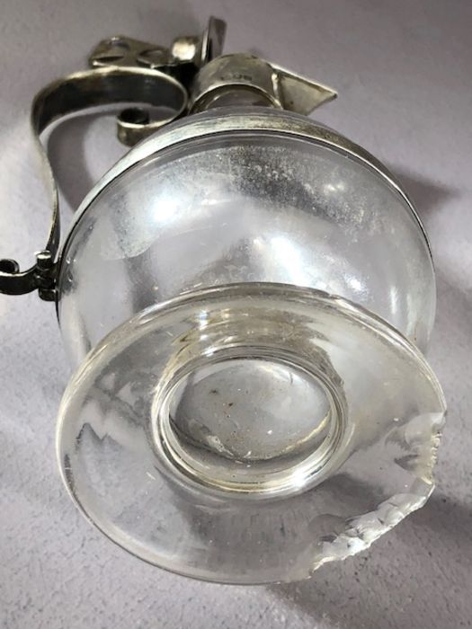 Victorian Silver and glass hallmarked hinged lidded whiskey noggin or small claret jug London 1899 - Image 7 of 7