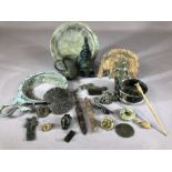 Collection of artefacts, some metal detecting finds, many possibly Roman, to include Zoomorphic