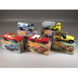 Five boxed Matchbox diecast model vehicles: Superfast 28 Lincoln, 30 Artic Truck, 51 Pontiac