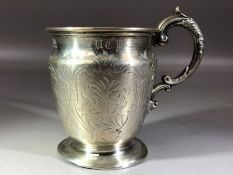 Victorian Silver hallmarked London engraved christening cup dated 1848 and by maker Edward, John &